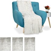 Relaxdays plaid imitatiebont - set van 4 - bankdeken - woondeken - bankkleed - sprei - XL