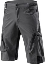 Mountainbike fietsbroek - hoge kruis - korte - met veel zakken - L - Grijs