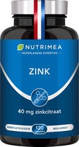 Zink - Helpt bij acne - Ondersteunt immuunsysteem -  Nutrimea - 120 caps