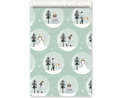 Collectiv Warehouse papieren cadeauzakjes kerst mint/goud 10 stuks 17x25