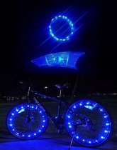 Spaakverlichting LED -blauw- Spaak wiel Led verlichting | Fiets Licht | Lichtsnoer Fietswiel | Fiets Wiel Licht | 20 Leds | 2 functies | 220 Cm | Geschikt voor 1 fietswiel