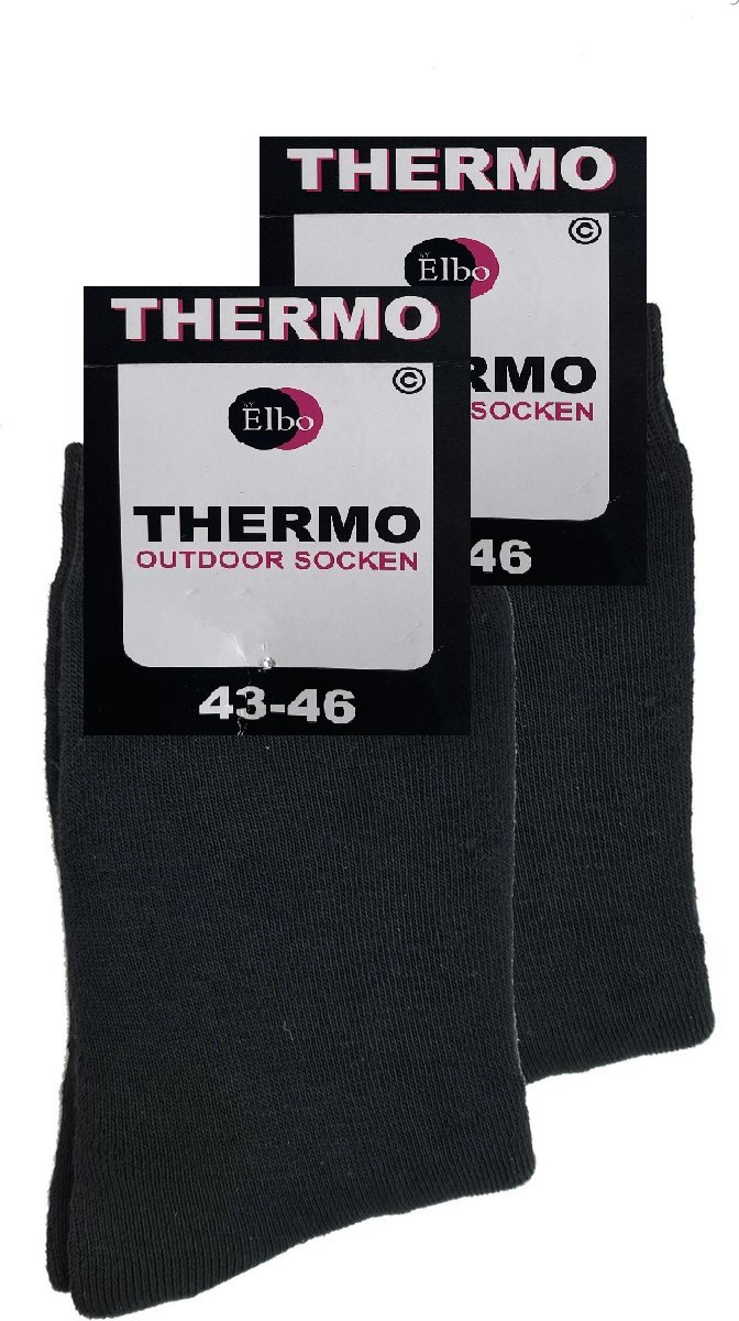 Thermo sokken ByElbo – 2pack – maat 43-46 – badstof voering – zwart - Sport Thermo Sok - Thermisch - Warm Sock - Wandelsokken - Schaatssokken - Winter Ski sokken -