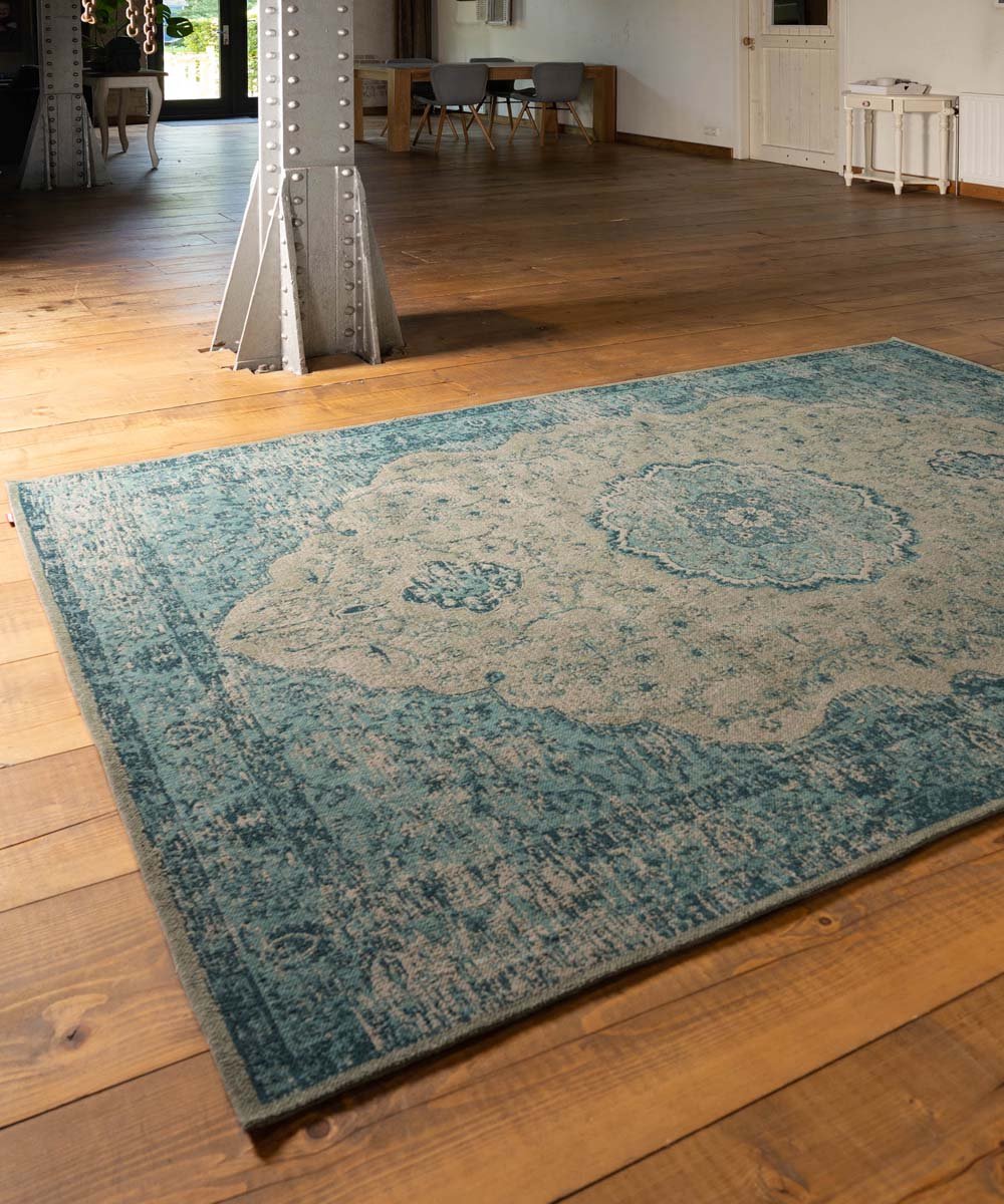 Vintage vloerkleed Village - grijs/blauw 160x240 cm