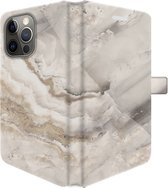 Apple iPhone 13 Pro Telefoonhoesje - Portemonneehoesje  - Met pasjeshouder - Met Marmerprint - Marmer - Wit