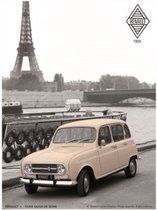 metalen wandbord Renault 4 Eiffeltoren 30x40 cm