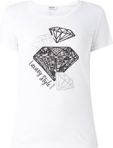 Liu Jo Diamant T-shirt met strass-decoratie - Wit/Zwart - Maat S