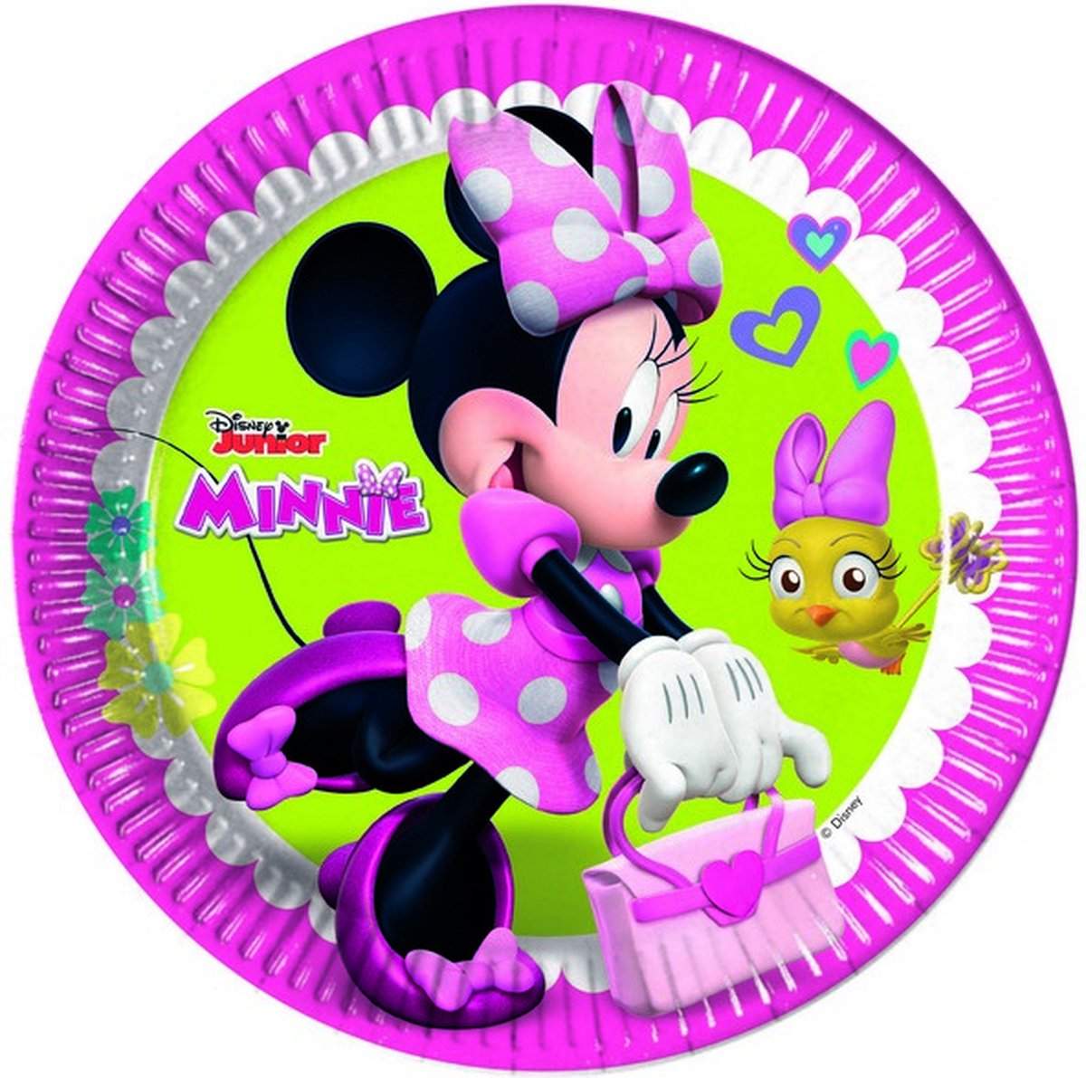 Bord Minnie Mouse lime-roze 23cm 8 stuks