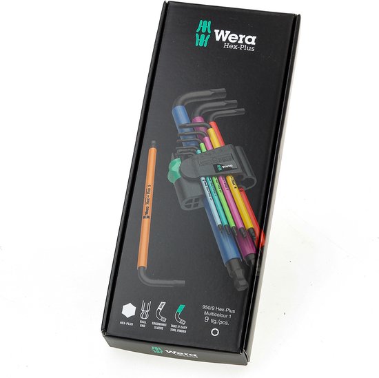 Foto: Wera 05073593001 950 spkl 9 sm n sb 9 delige hex plus multicolour inbussleutel 1 5 10mm