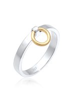 Elli Dames Ring dames zilveren ring van 3 mm breed in echt 925 sterling zilver met tweede kleine ring verguld, damesring met hanger voor dames, maat 52 - 58