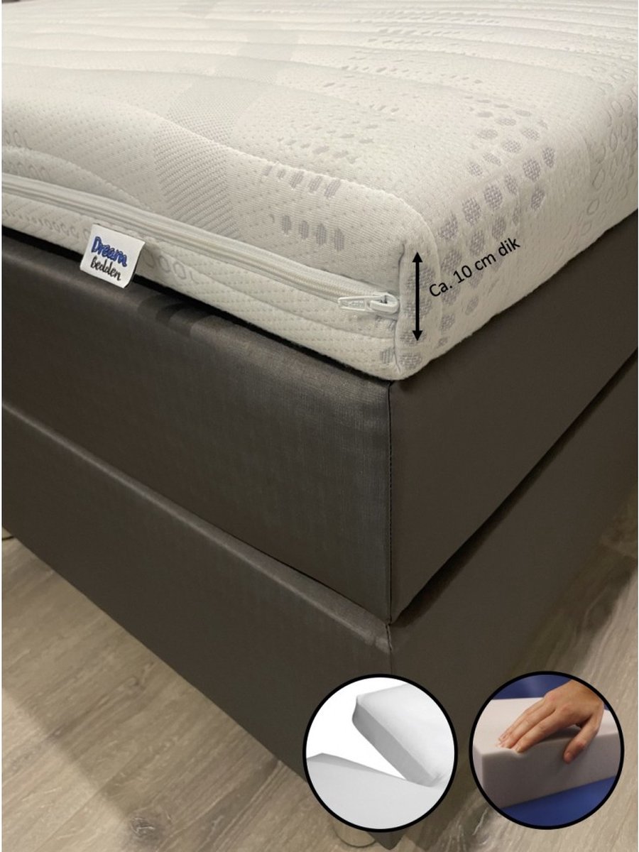 dreambedden Splittopper Maximus - 160x220 - Hybride schuim - Cooltouch - ca. 10cm dik - Medium/Stevig - Topdekmatras split wit