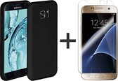 iParadise Samsung S7 Hoesje - Samsung Galaxy S7 hoesje zwart siliconen case cover - 1x Samsung S7 Screenprotector