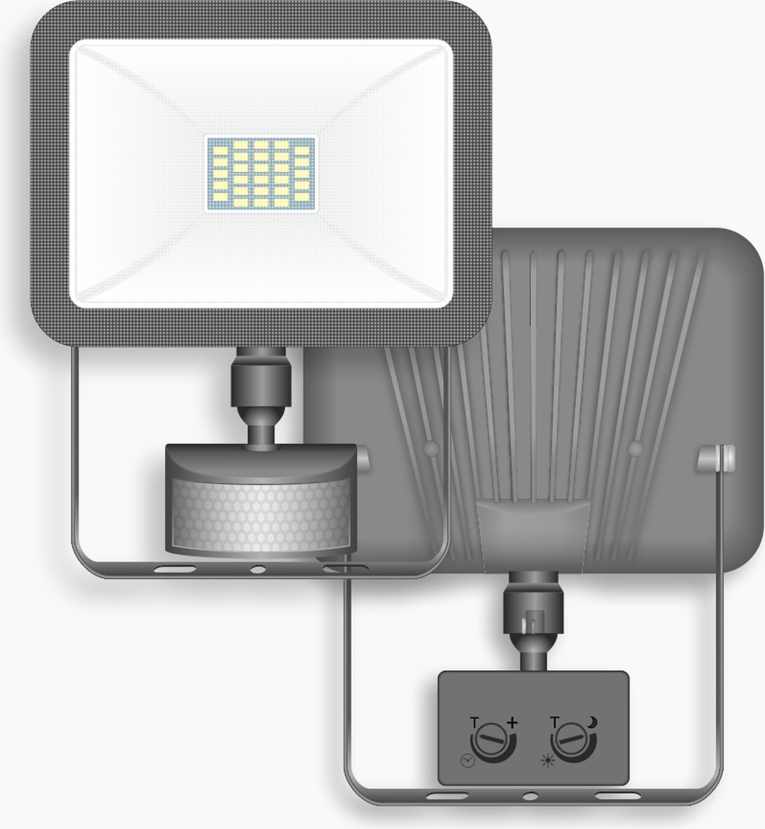 Lampe d'extérieur LED ELRO LF60 Design avec Détecteur de Mouvement - 20W -  1600LM - Étanche IP54 - Blanc (LF60-20-P-W) ELRO