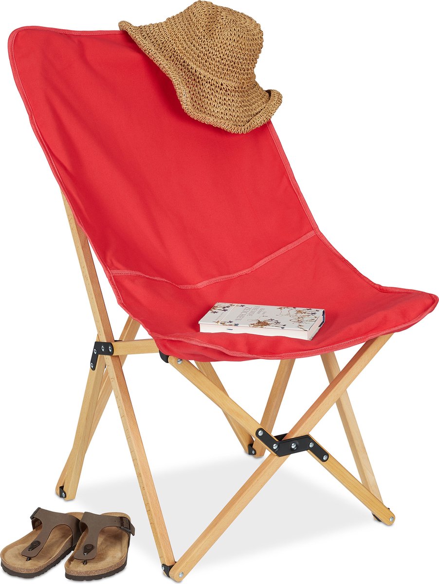 Relaxdays campingstoel hout - inklapbare vlinderstoel - balkonstoel - klapstoel tuin
