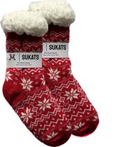 Sukats® Huissokken - Homesocks - 2 Paar - Maat 35-38 - Rood - Wol - Warm - Winter