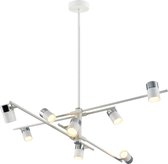 SK lighting 5040-8A - Industriële Hanglamp - 8 x 5W GU10 - B:101.5 x L:101.5 H:87.5 cm - Wit