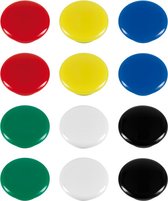 Westcott AC-E10834 Magneet Assorti Kleurpak à 12st. Ø 20x8mm. Assorti Kleuren. Cap: 4-6 A4 A 80gram