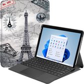Case2go - Tablet Hoes geschikt voor Microsoft Surface Pro 8 - Tri-Fold Book Case - Eiffeltoren
