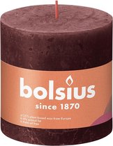 3 stuks Bolsius wijnrood rustiek stompkaarsen 100/100 (62 uur) Eco Shine Velvet Red
