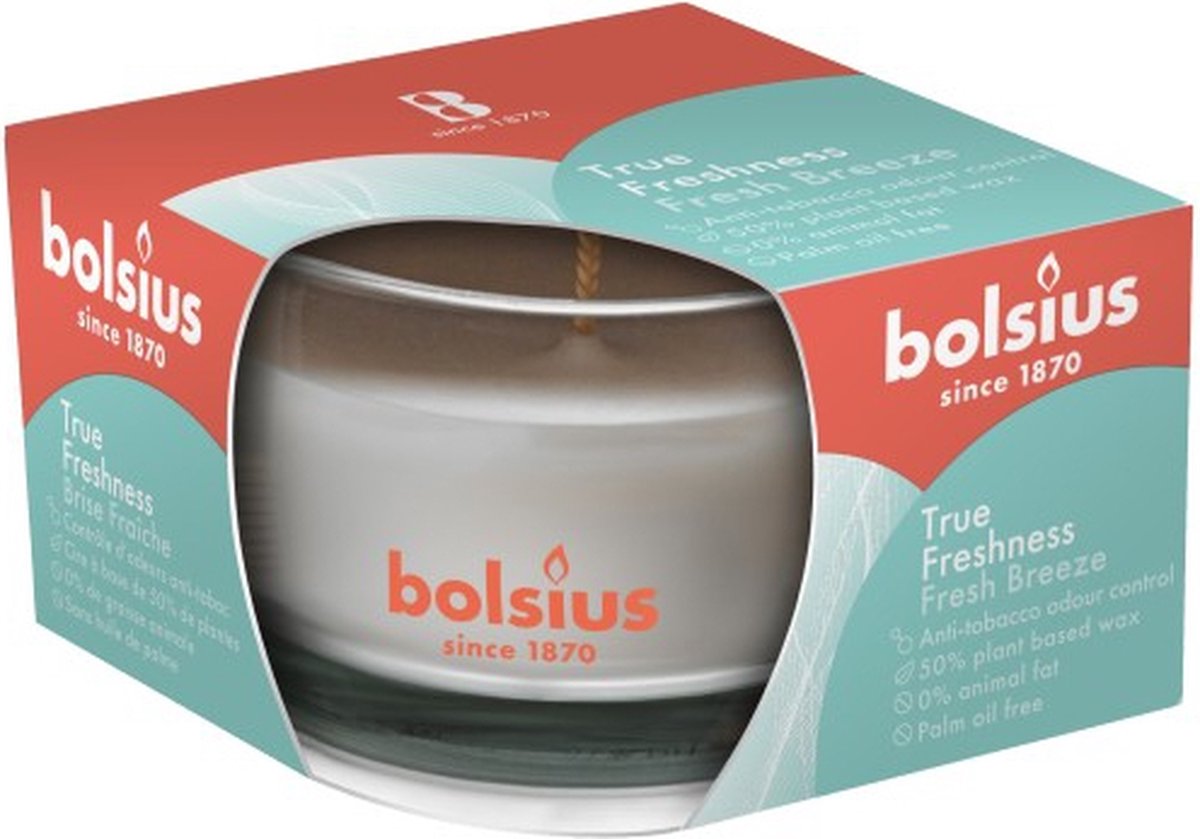Bolsius 6 stuks geurglas frisse bries fresh breeze geurkaarsen 50 80 (13 uur) True Freshness