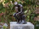Denker van Rodin MASSIEF BRONS 29 cm hoog - bronzen beeld - tuinbeeld - hoogkwalitatief brons - decoratiefiguur - interieur - accessoire - voor binnen - voor buiten - cadeau - gesc