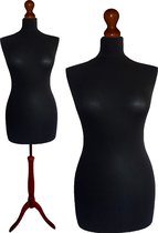 Paspop Zwart - Paspop dames - Mannequin - Mannequin vrouw - DB Driepoot - Paspop Buste Torso - Paspoppen - Etalagepop – 48/50 Verstelbaar