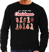All I want for Christmas / piemels / vagina fout Kerst sweater - zwart - heren - Bi/ Biseksueel kerst trui / Kersttrui 2XL