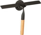 WENKO Turbo-Loc® Essuie-glace de douche Bambusa acier inoxydable noir/bambou - Essuie-glace - Fixation sans perçage