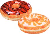 Set van 2x stuks donuts sierkussens 40 cm diameter