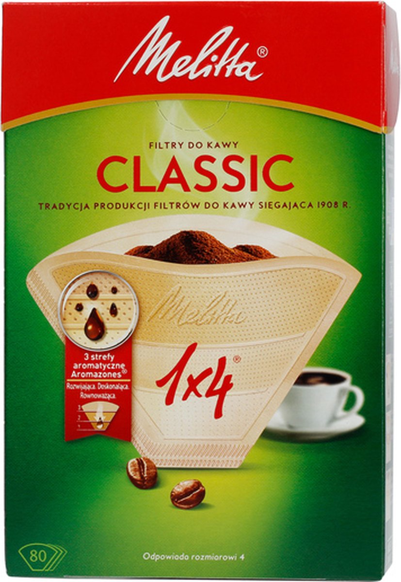 Melitta Paper Coffee Filters 1x4 - Classic Brown - 80 pieces (9 doosjes/720 filters)