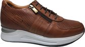 Manlisa mt 38 cognac rits veter snake lederen comfort lederen sneakers W132-2189