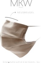Mondkapje Wasbaar met Neusbeugel beige - Niet-Medisch Mondmasker - Stoffen Mondkapje (Katoen) - Ook Ideaal voor Brildragers