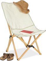 Relaxdays campingstoel hout - grijs - vissstoel - klapstoel tuin - vlinderstoel - 100 kg