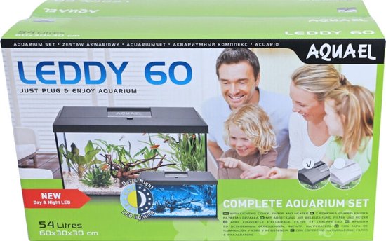 AquaEl Leddy - Complete Aquarium Set - Zwart - 60x30x30 cm - 54L