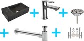Bally One-Pack Fonteinset HS Links Met Casma Toiletkraan En Sifon Plug Bevestigingsset 36x18x9cm Hardsteen Antraciet