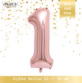 Cijfer Ballon 1 Jaar * Hoera 1 Jaar Snoes * 80 cm Verjaardag Nummer Ballon * Snoes * Verjaardag Versiering * Kinderfeestje * Rose Gold * Rose Goud * Nummer Ballon 1