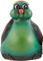 Crazy Clay Comix Cartoon - pinguin - vogel - beeld - Pip - groen - uniek handgeschilderd - massief beeld