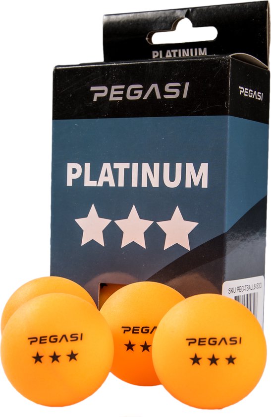 Balles de ping-pong Pegasi 3 étoiles orange - 6pcs.