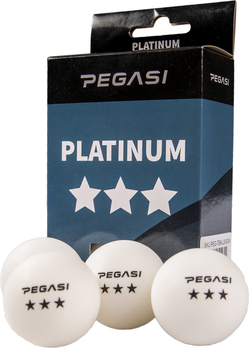 Pegasi 3 ster Pingpongballen - 6 stuks - Wit - Geschikt voor traning en wedstrijden