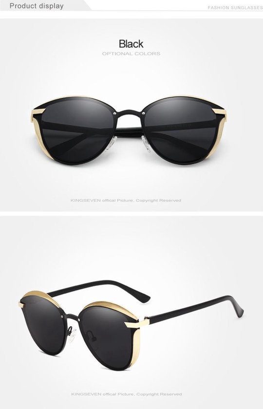 Kingseven Cat Eye - Dames zonnebril met UV400 en polarisatie filter | Cateye | Goud montuur