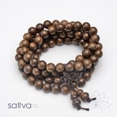 Sattva | houten 8mm kralenketting Mala 108 kralen Mantra Meditatie Yoga in kado zakje