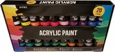 Avec - Luxe Acrylverf Set- Acrylic Paint - 20 x 59 ml. - Acryl Verf - 20 verschillende kleuren - Frisse uitgesproken kleuren