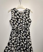 Meisjes jurk Jelka gebloemd zwart wit grijs 110/116 zomerjurk