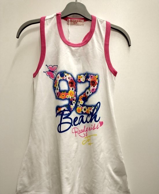 Meisjes jurk Beach roze wit blauw