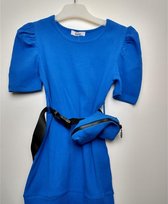Meisjes jurk Jirsa koningsblauw met bijpassend heuptasje 98/104