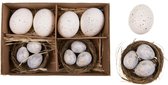 - vogelnesten en eieren 6pc in doos 19x12x6.5cm - white - 6x19x12