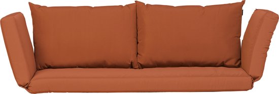 Set terracotta kussens voor een bank, bestaande uit een zitkussen en twee rugkussens.