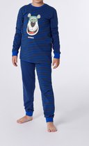Woody pyjama jongens/heren - donkerbruin-blauw gestreept - ijsbeer - 212-1-PLD-Z/958 - maat S