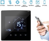 TechU™ Slimme Thermostaat Max – Alleen voor Water/Gas Boiler – Wifi & App – Stembediening Google Assistant & Alexa Amazon – Zwart met witte rand