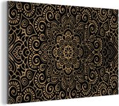 Décoration murale Métal - Peinture Aluminium Industriel - Motif doré sur fond noir - 150x100 cm - Dibond - Photo sur aluminium - Décoration murale industrielle - Pour le salon/chambre