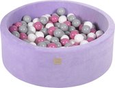 Ronde ballenbak VELVET 90x30 - Violet incl 200 ballen - Grijs, Licht Roze, Wit | Ballenbakje.nl